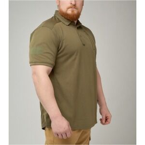 Han Wild Men's Olive Zipper Pocket Outdoor Tactical Polo Shirt Size 2XL NWT